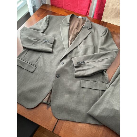 Jos A Bank Suit 58R Mens Plaid Brown 2 Button Traveler Business Blend Pant 52X29 - Picture 4 of 16